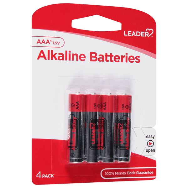 Image for Leader Batteries, Alkaline, AAA, 1.5V, 4 Pack, 4ea from Yost Pharmacy