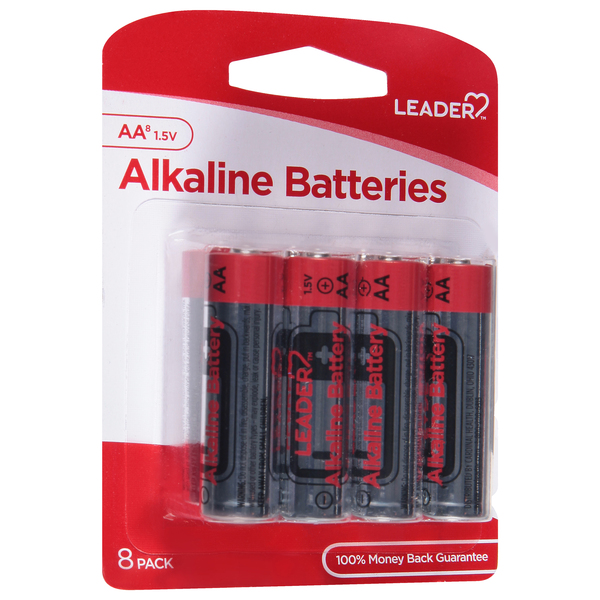 Image for Leader Batteries, Alkaline, AA, 1.5 Volt, 8 Pack, 8ea from Yost Pharmacy