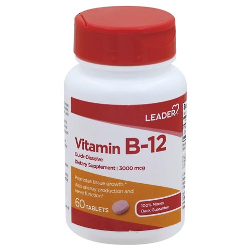 Image for Leader Vitamin B-12, 3000 mcg, Tablets,60ea from Yost Pharmacy
