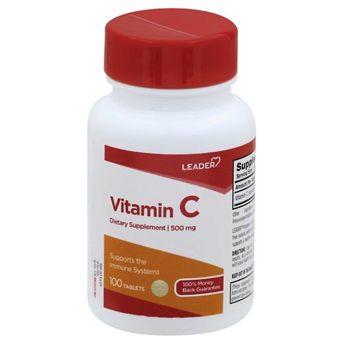 Image for Leader Vitamin C, 500 mg, Tablets,100ea from Yost Pharmacy