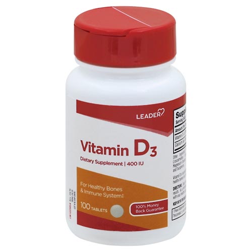 Image for Leader Vitamin D3, 400 IU, Tablets,100ea from Yost Pharmacy