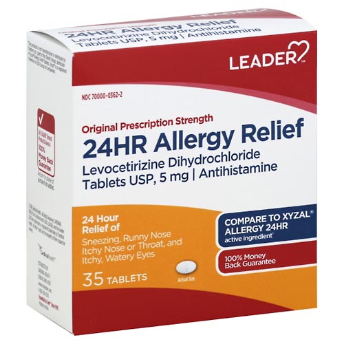 Image for Leader Allergy Relief, 24Hr, Original Prescription Strength, Tablets,35ea from Yost Pharmacy
