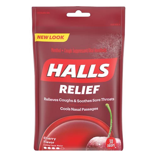 Image for Halls Drops, Cherry Flavor, Relief,30ea from Yost Pharmacy