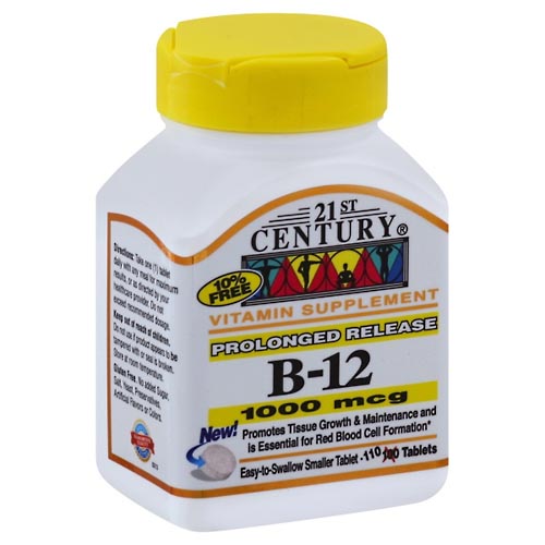 Image for 21st Century Vitamin B-12, Prolonged Release, 1000 mcg, Tablets,110ea from Yost Pharmacy