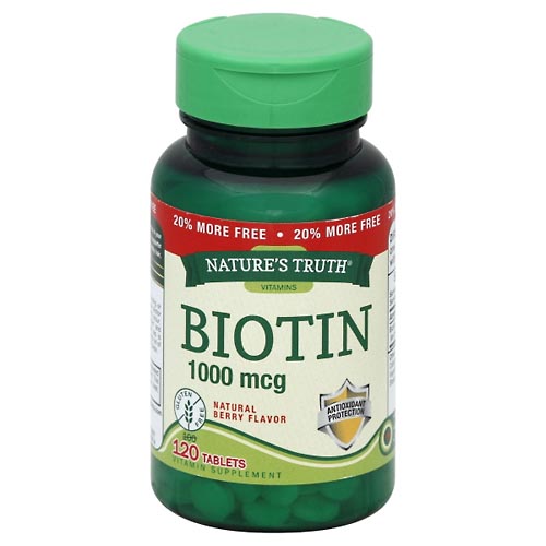 Image for Natures Truth Biotin, 1000 mcg, Tablets, Natural Berry Flavor,120ea from Yost Pharmacy